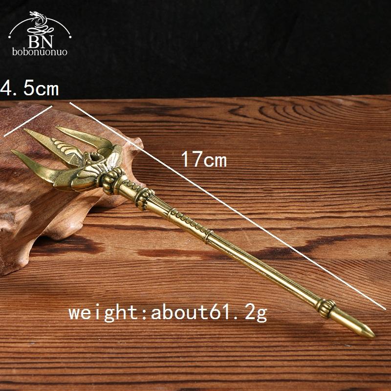 Copper Trident Tea Knife Desk Ornaments Vintage Brass Miniatures Figurines Decorations Greek Mythology Poseidon Accessory