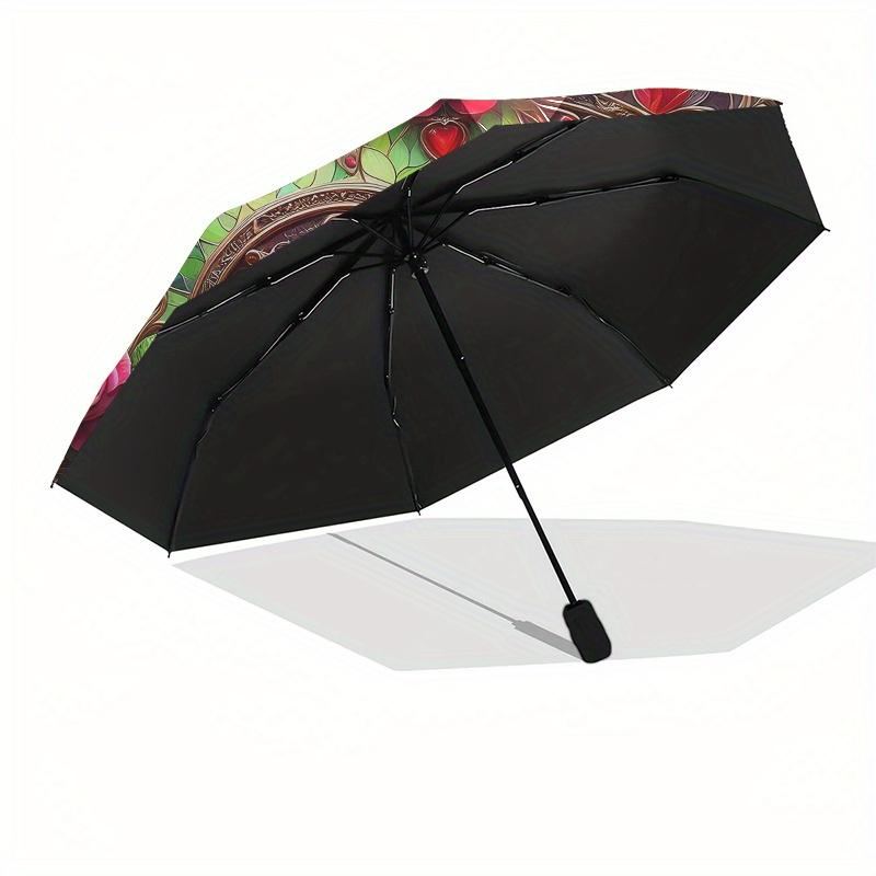Stained Glass Heart with Roses - 'I Love You' Decorative Panel Umbrella, Christmas Gift Y116