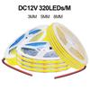 5V 12V COB LED Strip Light Ultra Thin 3MM 5MM 8MM Flexible Tape 320Leds/m RA90 Dimmable Linear Lighting Warm Natural Cool White