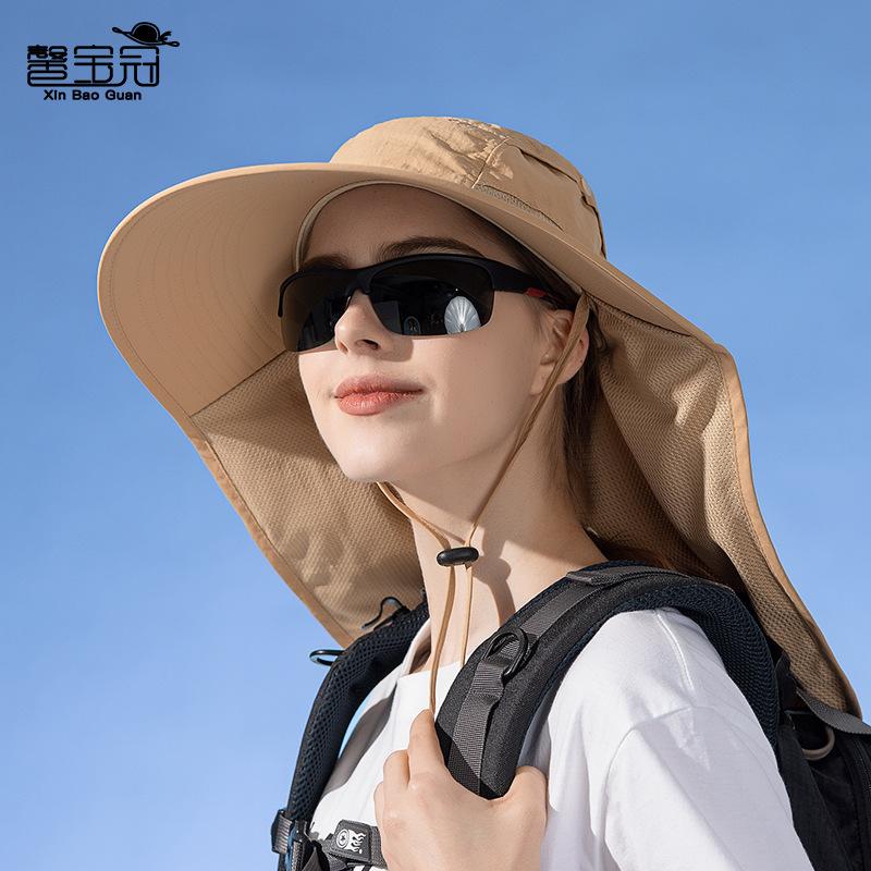 Big Brimmed Shawl Sun Hat for Men and Women, Outdoor Hiking and Fishing Sun Hat, Detachable Face Mask, Fisherman Hat