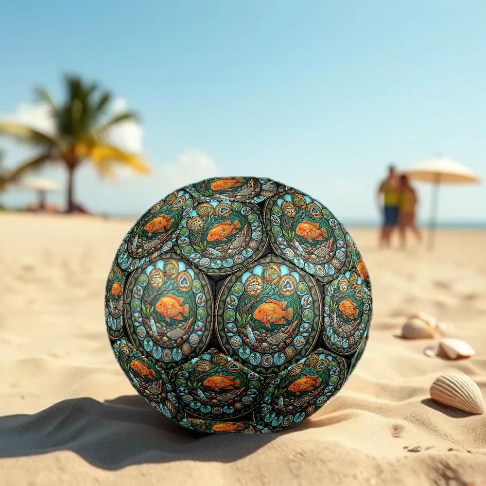 Aquatic Life Mandala Round Football Size 5 Adult Ball Suitable for Training Matches and Outdoor Team.