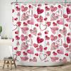 Valentines Day Shower Curtain Romantic Love Drawing Art Red Heart Shower Curtains Mother's Day Shower Curtain for Shower Decor Sets for Bathroom