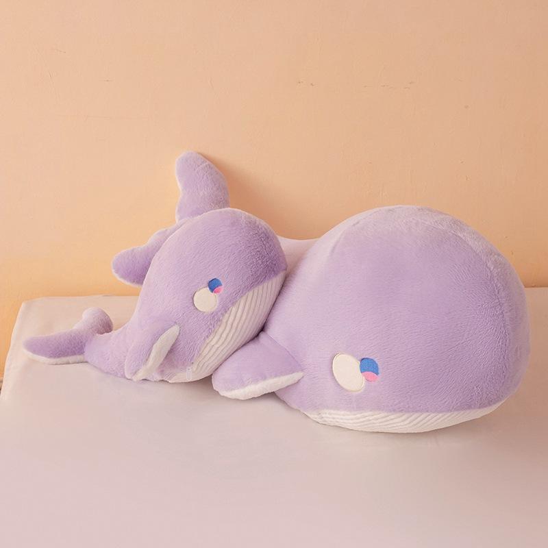 Soft Cute Healing Pink Whale Doll Plush Toy Water Spray Whale Doll Bed Sleeping Dolphin Long Throw Pillow