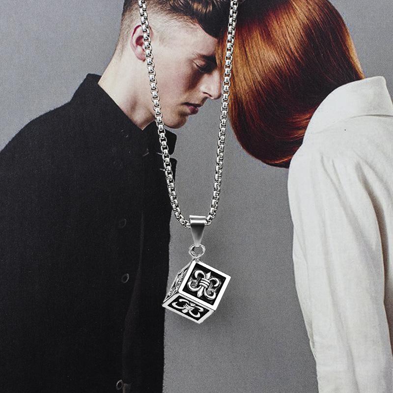 New European and American Retro Punk Rock Gothic Trendy Men's Cro Boy Flower Titanium Steel Necklace Pendant