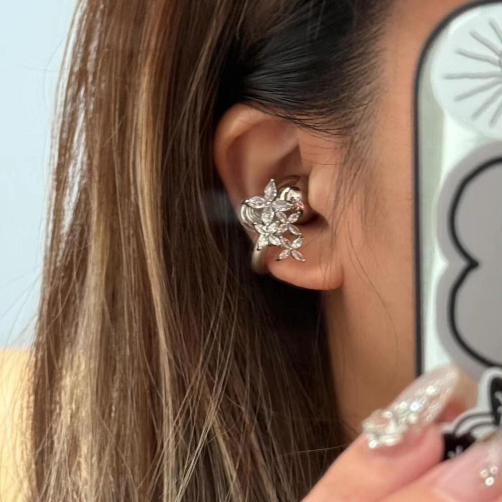 Transparent Butterfly Earrings Exquisite Wings Ear Clip Flash Rhinestone Ear-Clip  Masquerade