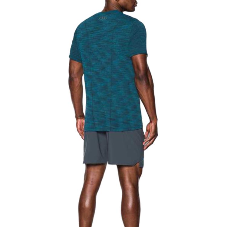 Under Armour Logo Casual Sports Crew Neck T-Shirt Men Tops Blue 1289596-953