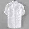 Men's White Cotton Linen Short-Sleeve Shirt - Casual Summer Wear