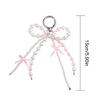 Pearls Beaded Bowknot Keychain Stylish Butterfly Knot Pendant Keyring Bag Charm