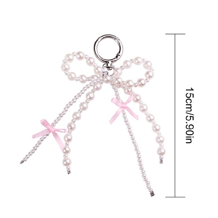 Pearls Beaded Bowknot Keychain Stylish Butterfly Knot Pendant Keyring Bag Charm