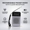 Portable FM AM Radio Rechargeable Portable Pocket Radio with Loud Speaker and Headphone Jack for Home Gray
