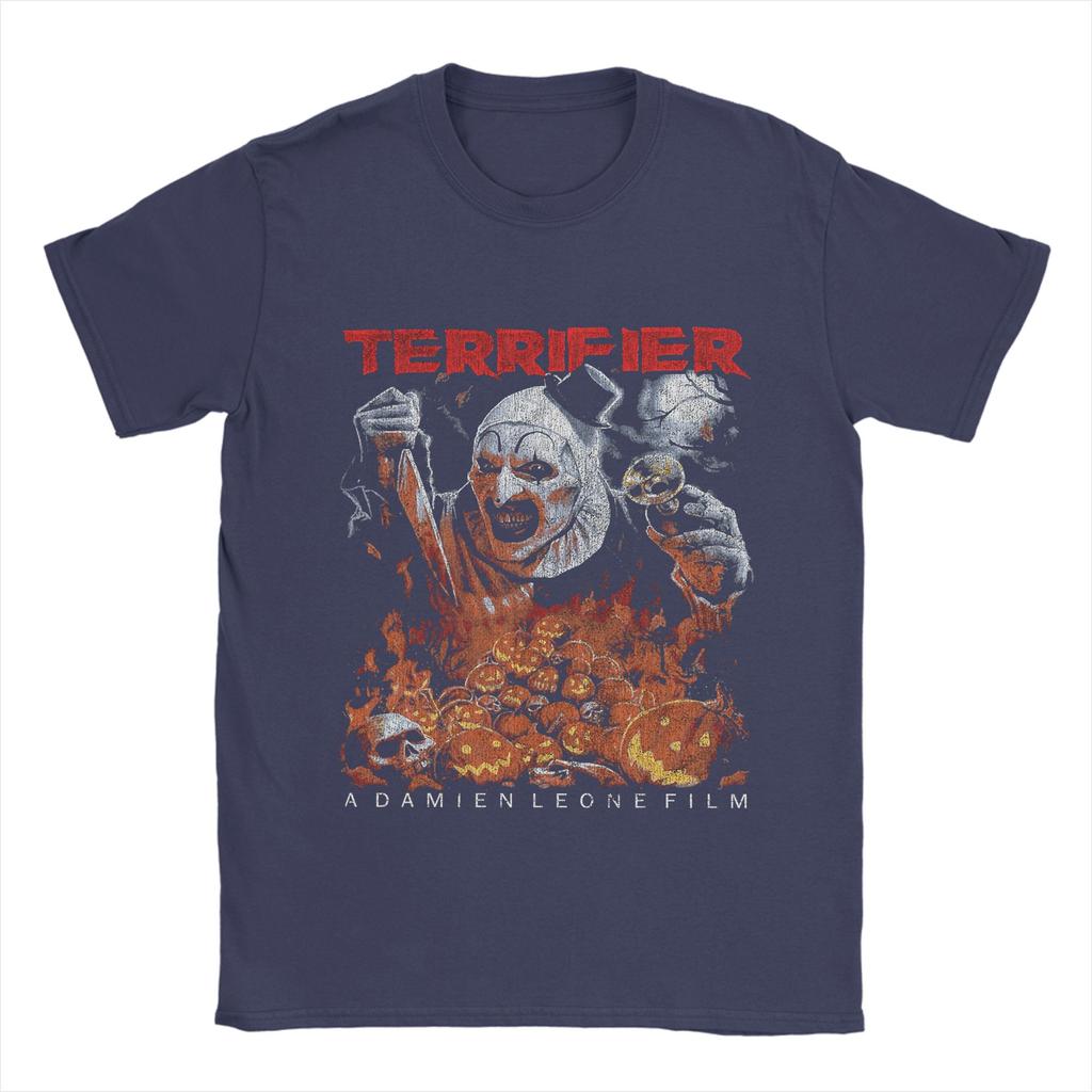 Men T-Shirt Terrifier  Vintage 100% Cotton Tees Short Sleeve Horror Movie T Shirts Round Neck Clothes Gift Idea