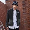 Li Ning Logo Embroidered Loose Spliced Wash Denim Jacket Men Jacket Black AJDS106-2
