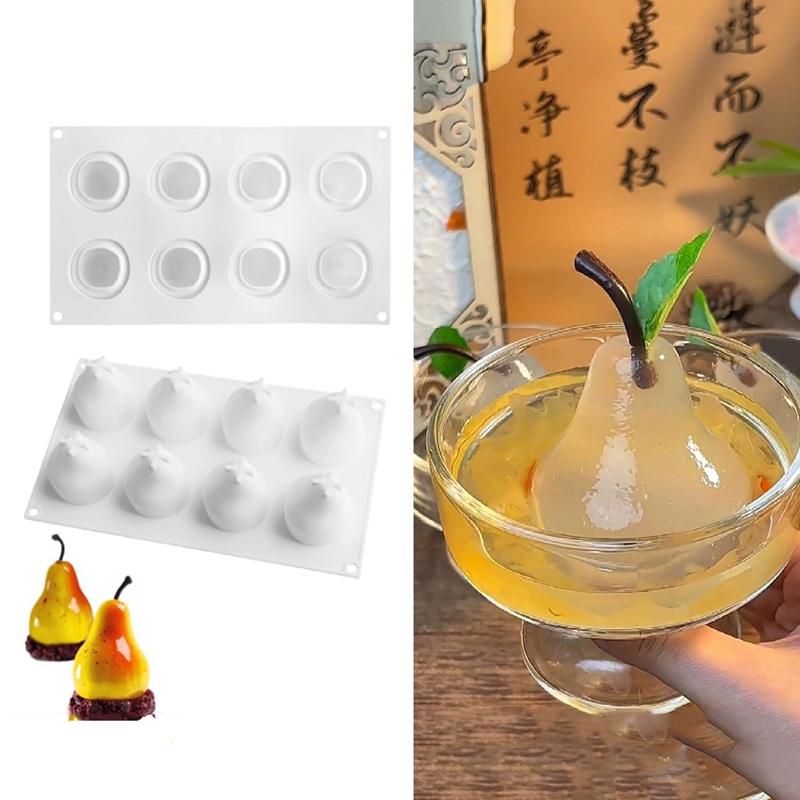 8 Cavity Pear Shape 3D Silicone Cake Baking Mold For Mousse Truffle Brownies Pan Molds Silicone Pastry Tool Cakes