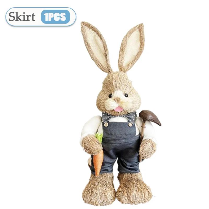 2PCS New Cute Straw Rabbits Bunny Decorations Easter Party Home Garden Wedding Ornament Photo Props Crafts 35cm Cute Home Decor