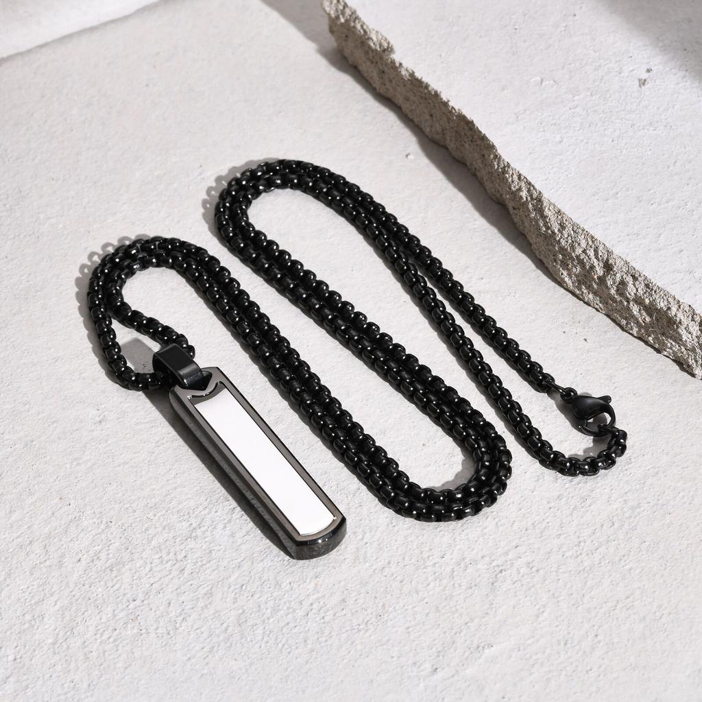 Vertical Pendant Necklace for Men Boys,Stainless Steel Geometric Long Pendant Necklaces,Father Dad Jewelry Gifts