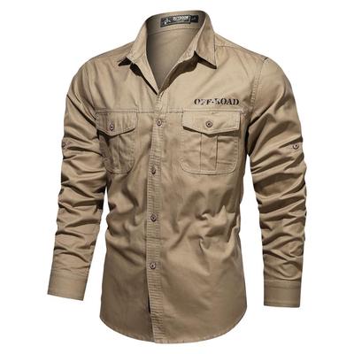 Camisa de manga larga de color sólido para primavera y otoño para hombre, uniforme militar, camisa para exteriores, ropa de trabajo de deseo grande