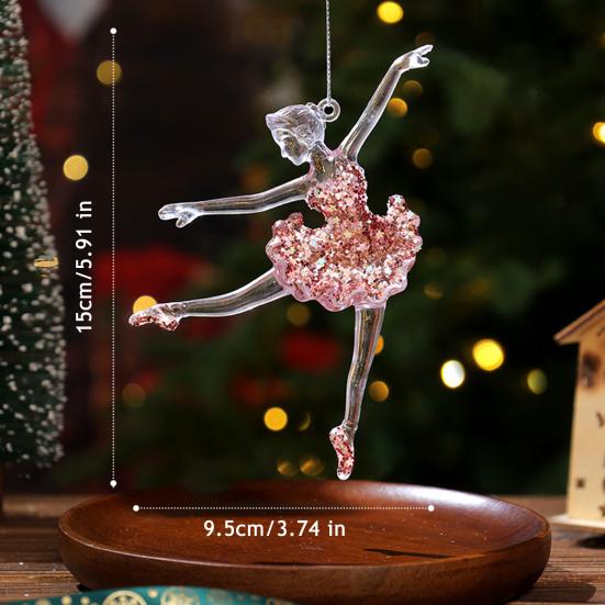Christmas Clear Acrylic Hanging Ornament Glitter Snowflake Butterfly Reindeer Dancing Girl Tree Angel Wing Key Wreath Xmas Hanging Decoration