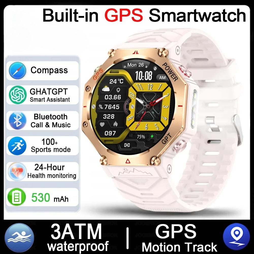 

Built-in GPS Outdoor Sports Smart Watch Men Compass Screen Heart Rate IP68 Waterproof Bluetooth Call Smartwatch New