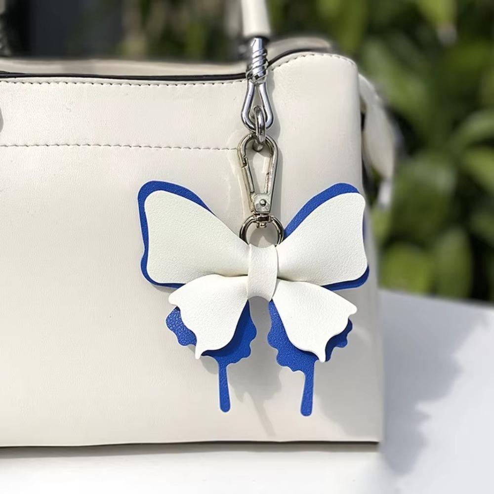 Retro Colorful Butterfly Pendant Keychains Leather Exquisit Backpack Decoration Accessories Personalized Bag Pendant