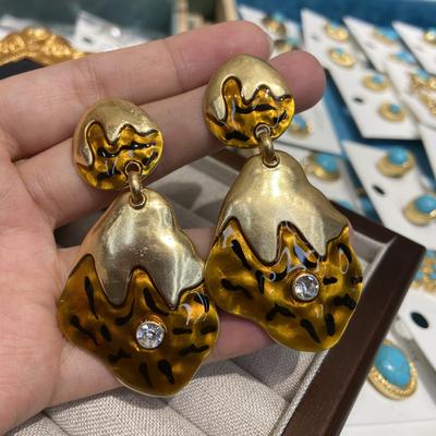 Vintage Enamel Oil Drop Maillard Irregular Spots Lava Earrings Earrings Earrings Jewelry Tide