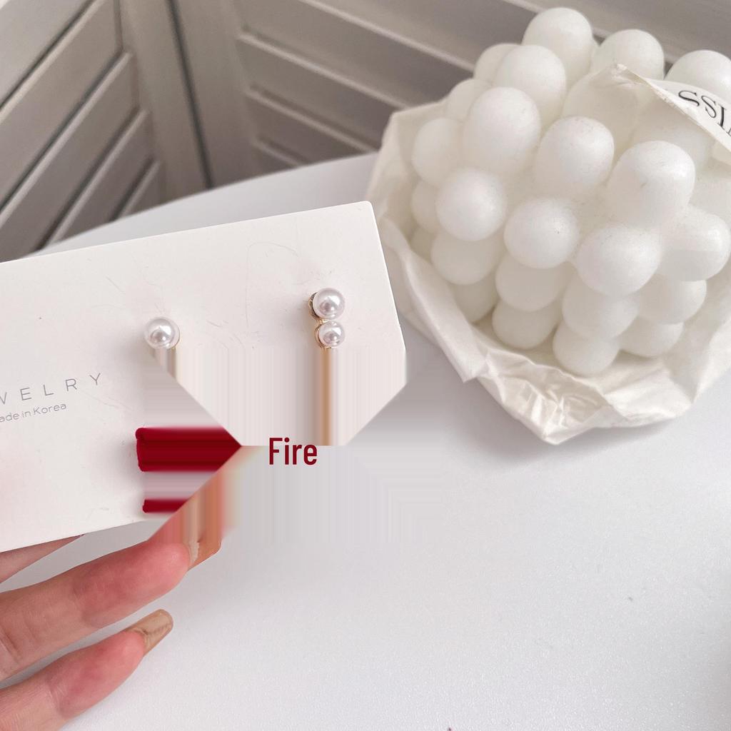 Red Bow Pearl Flocked Earrings: S925 Silver Needle, Women's Autumn/Winter Fluffy Studs