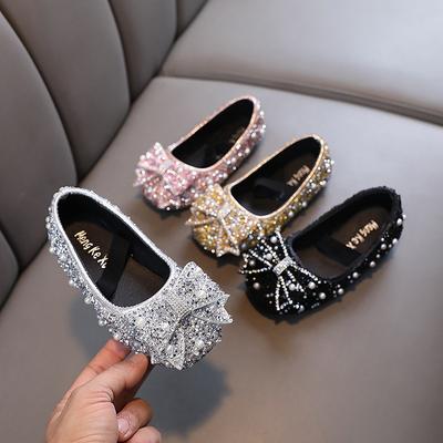 Nuovi sandali estivi con fiocco da bambina principessa, scarpe singole per bambini, scarpe in pelle per esibizioni di danza