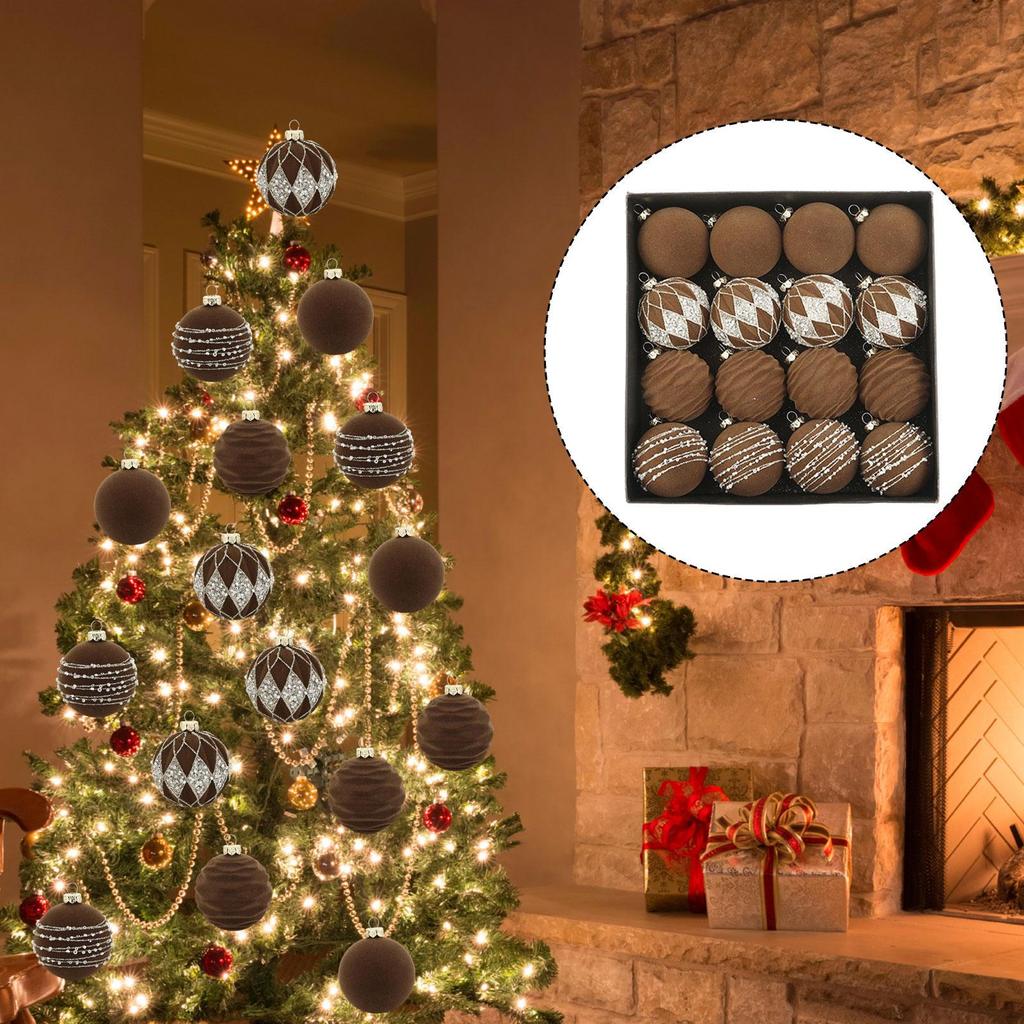16x Samt Weihnachtskugel Ornamente Hängende Kugeln für Veranda