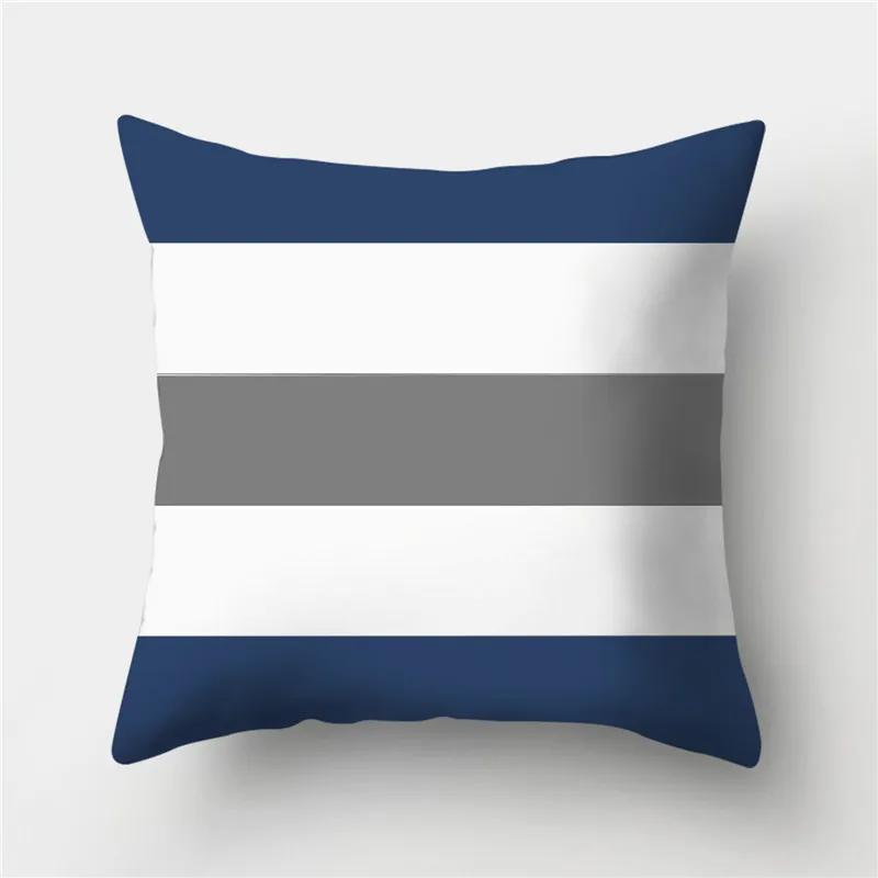 Sofa Cushion Pillow Home Decor Pillowcase Geometric  Cover Blue Grey  Decoration