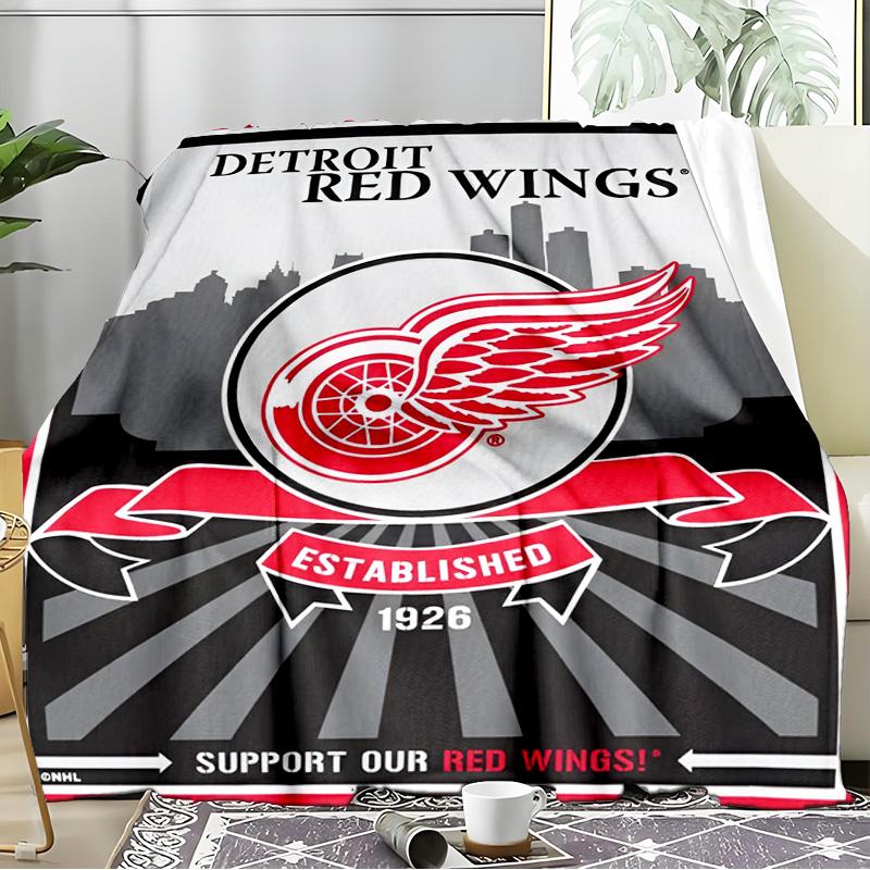Vintage Detroit Wings Logo Decke Flanell Überwurf für Sofa, Innenbereich, Camping, Wohnzimmer, Büro, Stuhl und Bett Weiches Geburtstagsgeschenk