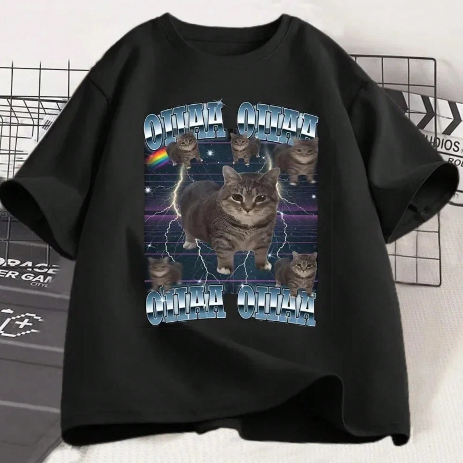 Funny Viral Oia Cat Meme Graphic T Shirts For Silly Cats T-Shirt Oiiaa Oiiaa Cat Unhinged T Shirt Harajuku Clothes S разноцветный
