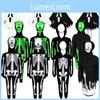 Luminous Halloween Skull Skeleton Child Cosplay Costume Jumpsuits Cloak Party