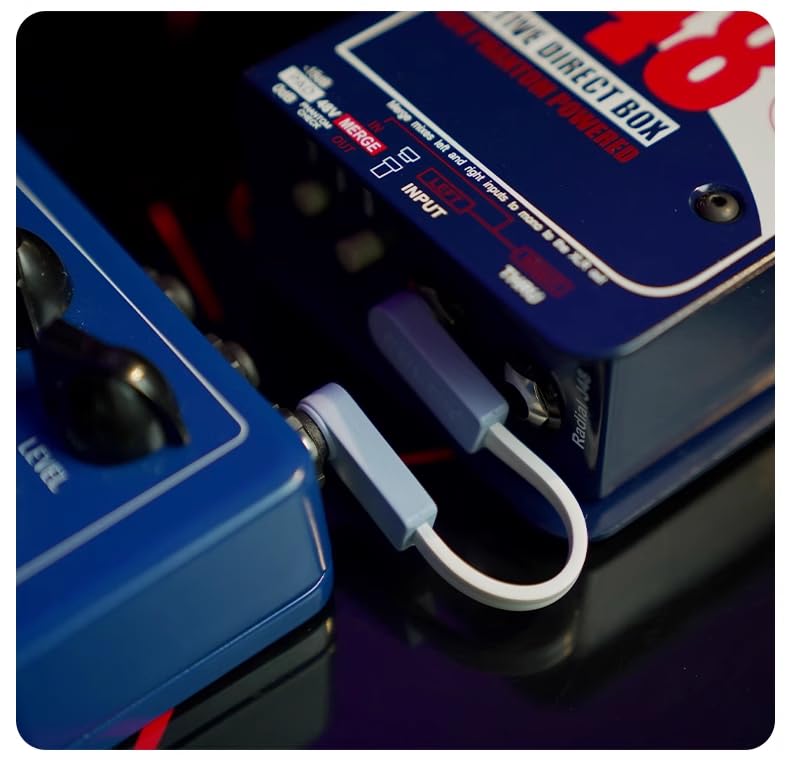 GIMI 20cm Color Patch Cable Space Saving Flat Cable for Guitar Effector Type 3 Pack L-L (Green-3pcs, 20cm)