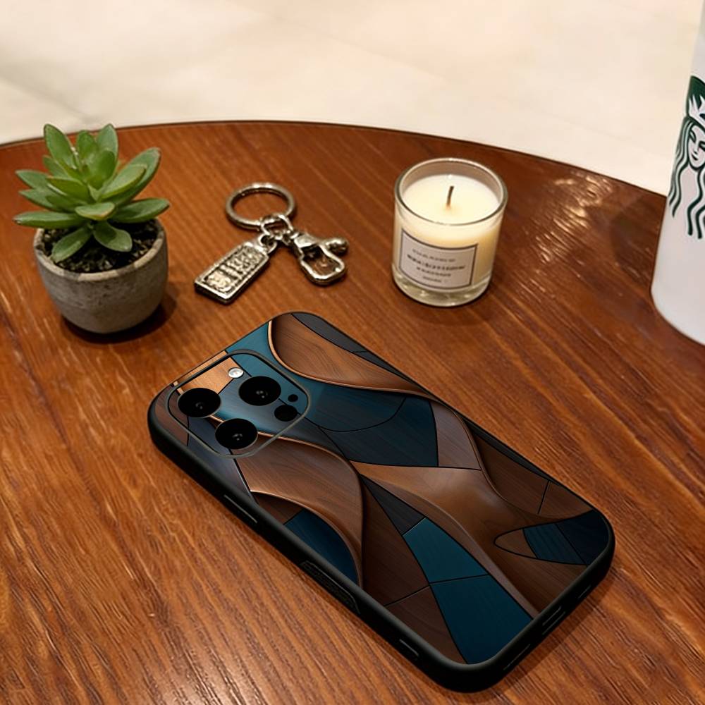 Luxury Vintage Wood Phone Case For iPhone 17,16,15,14,13,12,11 Plus,Pro Max,XS,Soft Silicone Black Cover