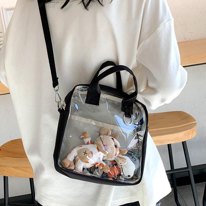 Japanese Kawaii Girl Bag Canvas Large Capacity Crossbody Purse For Daily Use