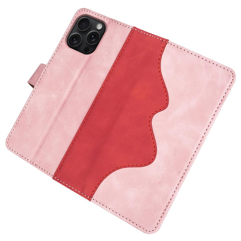 For iPhone 16 Pro Case Splicing Color PU Leather Phone Wallet Cover