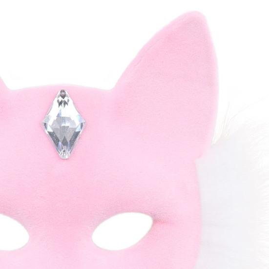 Maska Ochronna na Twarz na Imprezę Pluszowy Lis Wzór Strój Karnawałowy Maska Ochronna na Twarz z Dekoracją ze Sztucznych Kamieni Szlachetnych Halloween Cosplay Akcesorium na Przyjęcie Urodzinowe