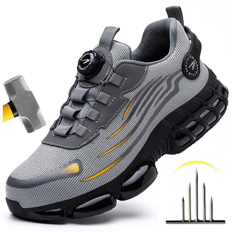 

Защитные ботинки мужские с поворотной кнопкой, новая защитная обувь мужская, противоударная, устойчивая к проколам, рабочая обувь, модная мужская спортивная обувь 39 серый
