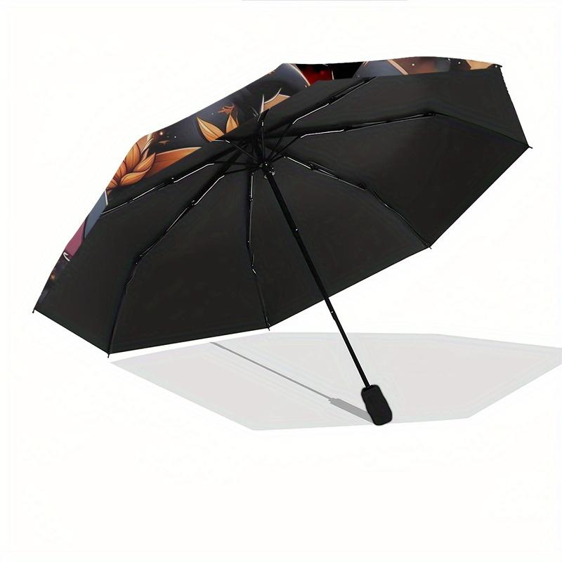 Halloween Witches Themed Automatic Opening and Closing Folding Umbrella, 8-rib Windproof, Compact Travel Design, Suitable for All Occasion |