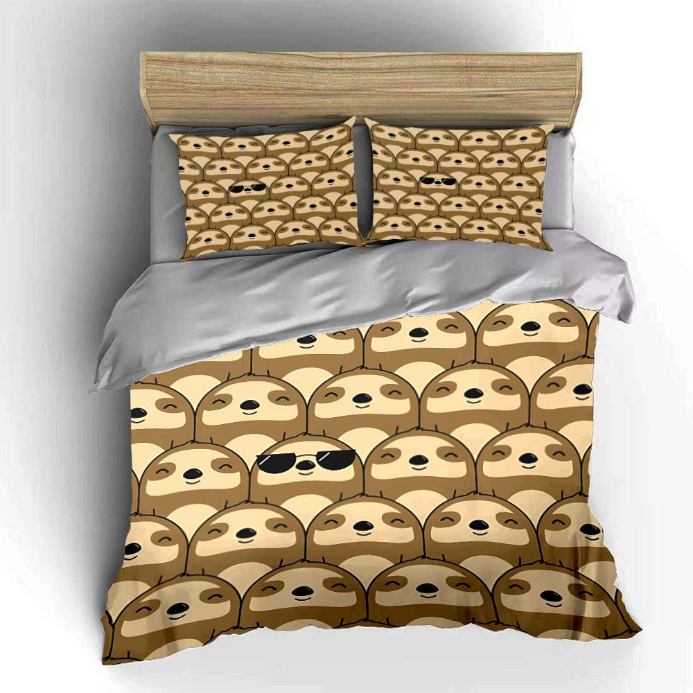 Cute Sloth Pattern Design Bedding Duvet Cover Set Duvet Cover Pillowcases  (1*Duvet Cover 2*Pillowcases, Without Duvet Insert)