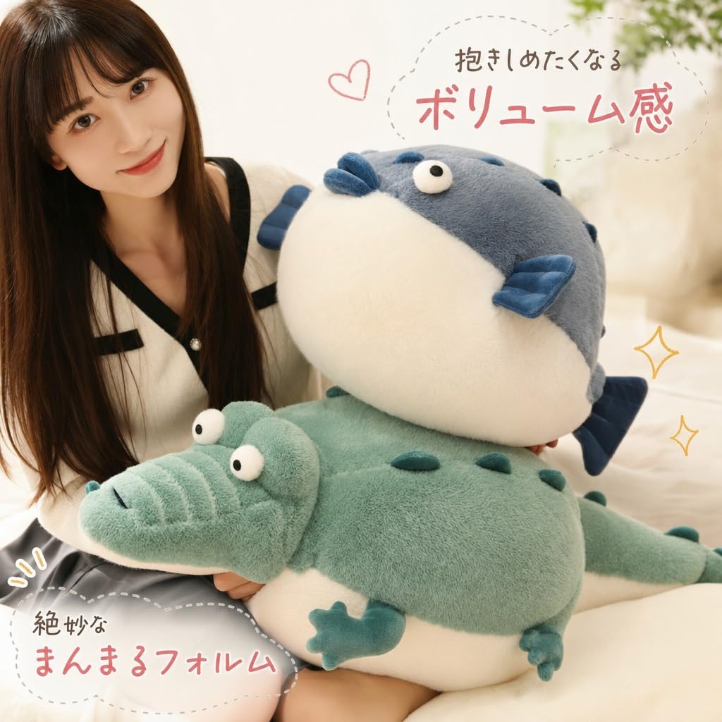 Hyack Crocodile Plush Cute Hugging Pillow Sleeping Companion Gift Healing Goods Round Unique Alligator Green