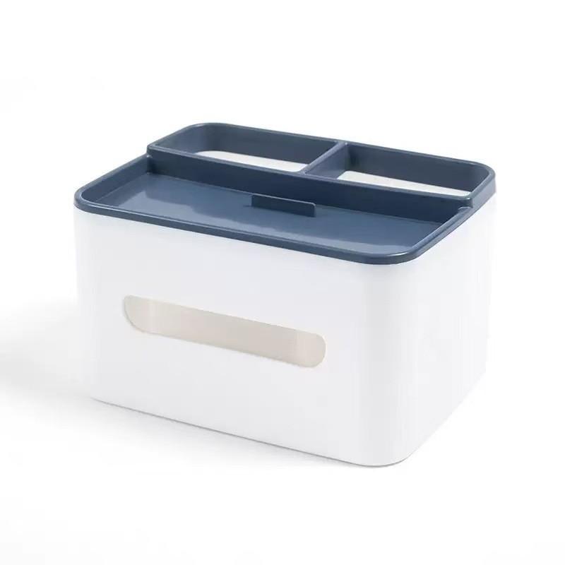 Desktop tissue box, remote control coffee table storage box, household plastic large-capacity divided storage box