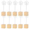 10Pcs Photo Holder Metal Clip Stand Note Message Card Picture Solid Wood Base Craft