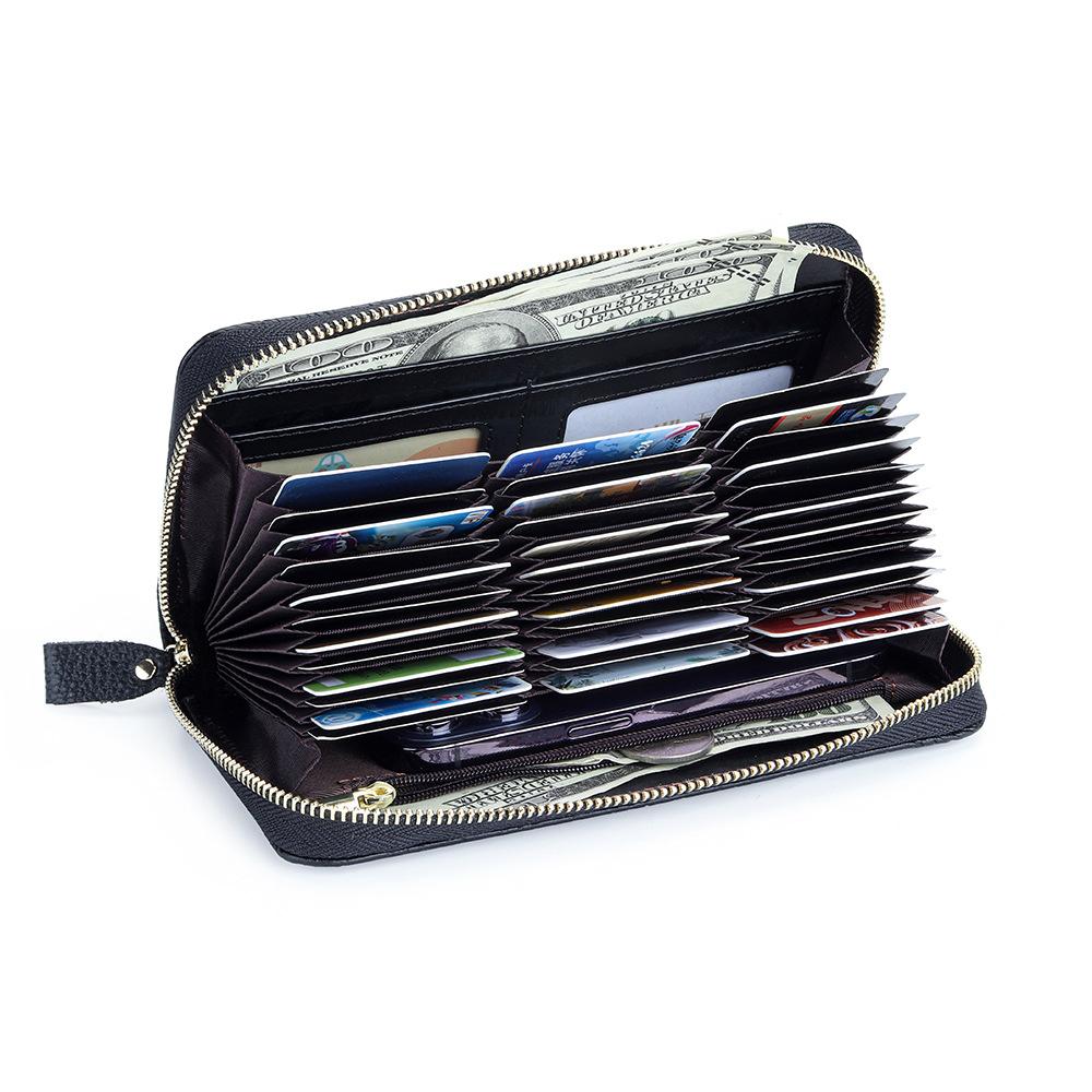 Leather Women's RFID Wallet Long Zipper Handbag Wallet Multi-card Position Card Bag Anti-degaussing Large Capacity Soft Cowhide