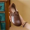 Кожаная обувь для женщин Весна/осень Новые туфли-лодочки для мам на мягкой подошве и с мягким верхом Ретро Противоскользящие и дышащие кожаные туфли Женщины