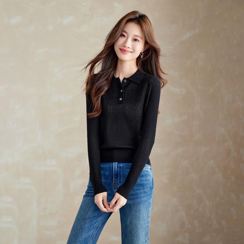 Srcr Women s Thin Superfine Wool Lapel Sweater M