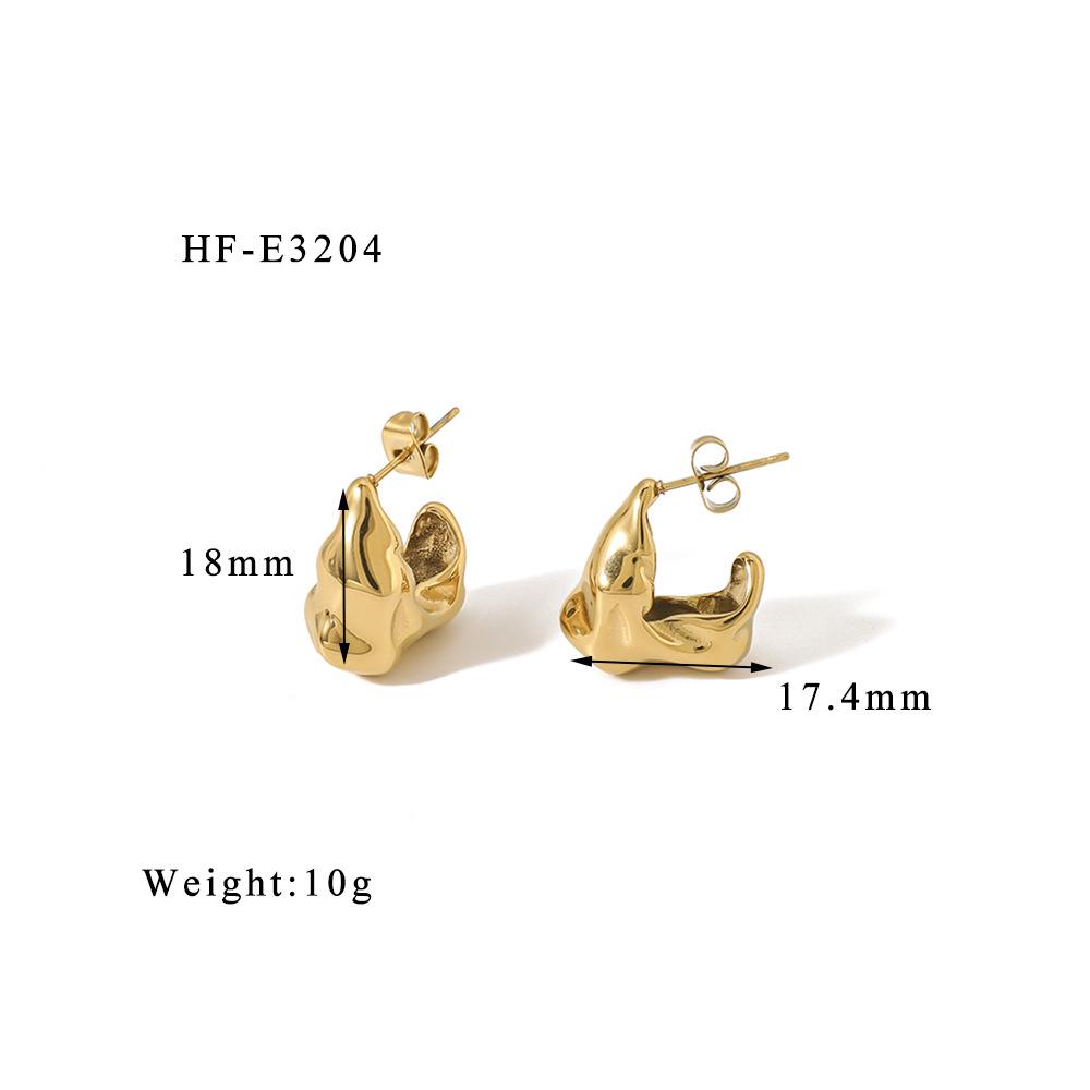 European and American Titanium Steel Non-fading C-Shaped Twisted Rope Textured Women's Earrings