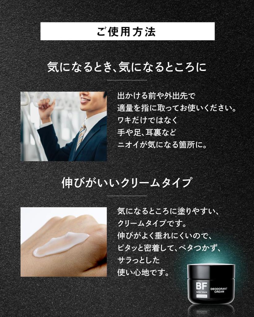 Better Future Monochrome Medicated BF MEN Deodorant Cream 30g Deodorant Cream for Body Odor and Underarm Odor (Quasi-drug)