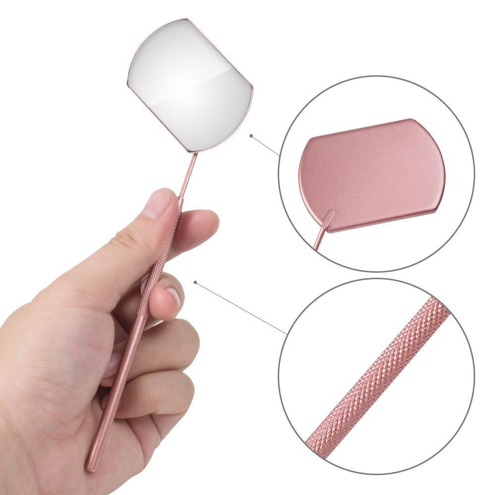 Large Rectangle Eyelash Inspection Mirror with Stainless Steel Handle