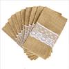 5 Pcs Burlap Lace Cutlery Pouch Wedding Tableware Party Decoration Holder Bag Hessian Rustic Jute 11cm X 21cm