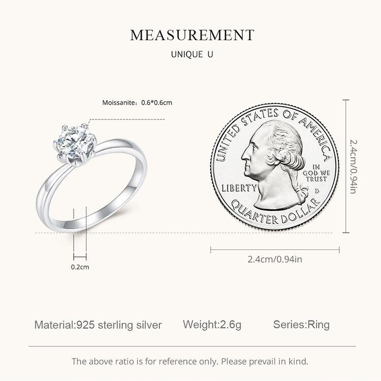 BAMOER 0.8CT Round Moissanite 14K Gold Plated Ring for Women D Color VVS1 EX Lab Diamond Engagement 925 Sterling Silver Ring